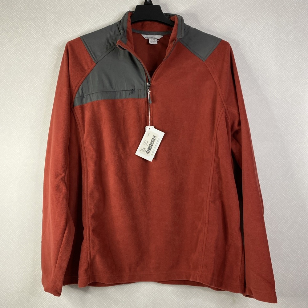 North End Quarter Zip Fleece Pullover Mens XL Rust Grey Hiking Outdoor Fall New
